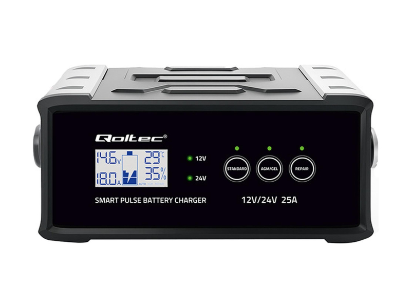 Qoltec Inteligentna ładowarka STD AGM GEL 12V/24V 25A