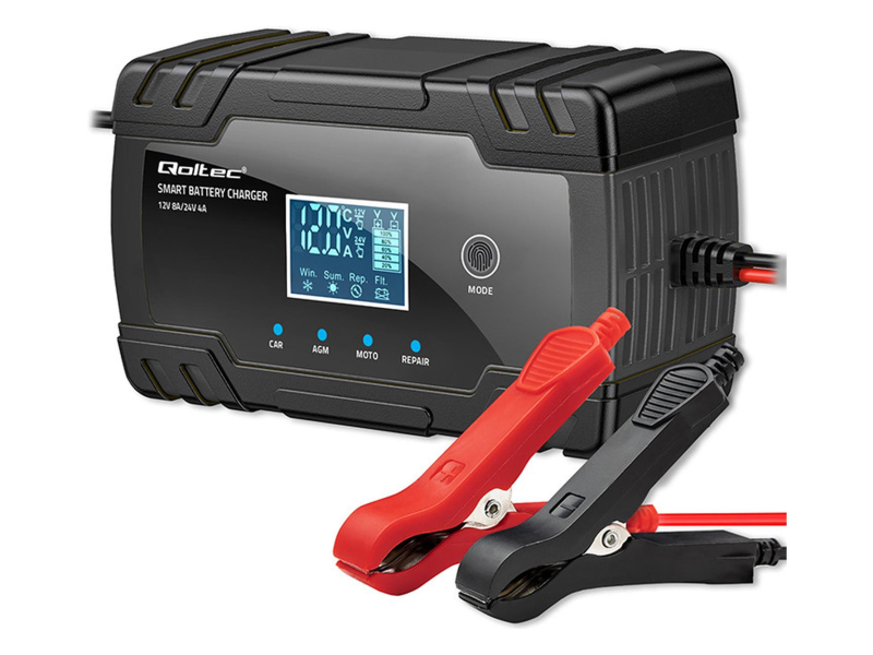 Qoltec Inteligentna ładowarka STD AGM GEL 12V 8A, 24V 4A