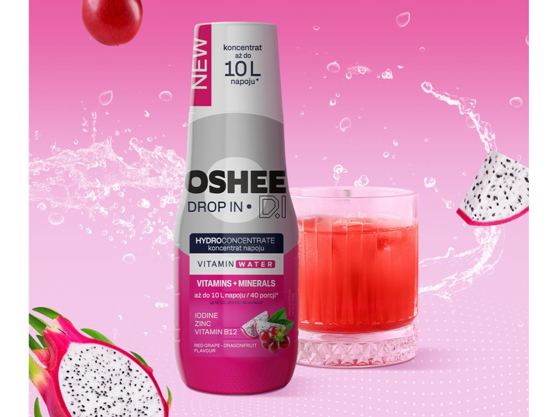OSHEE Koncentrat napoju DROP IN winogrono-dragonfruit + cynk i jod