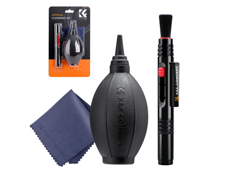K&F Concept Zestaw czyszczący 3w1 - gruszka, mikrofibra, piórko fotograf