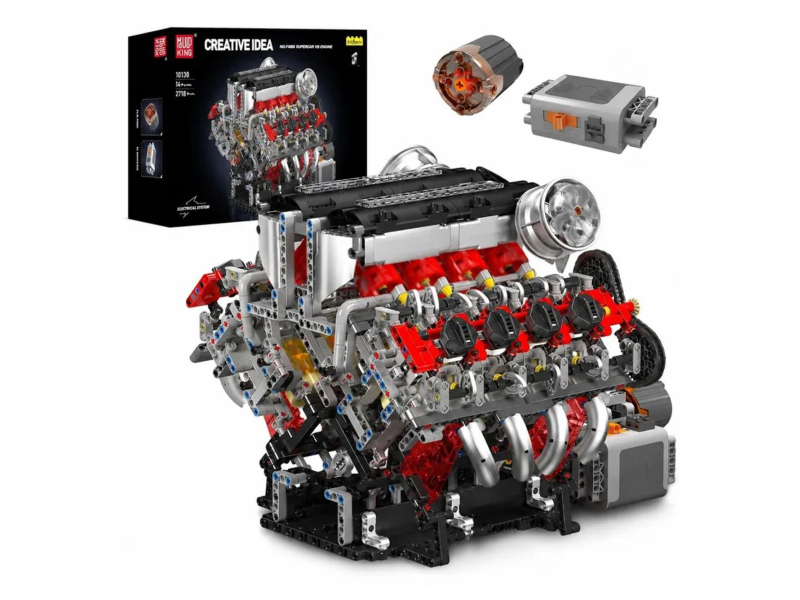 Mould King Klocki konstrukcyjne Silnik V8 F488 z napędem 2718 el. zesta
