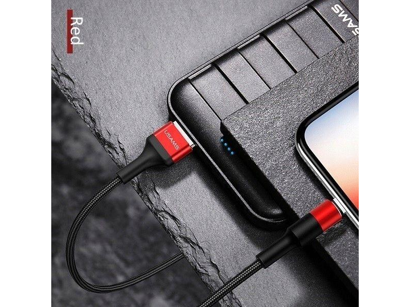 USAMS Kabel pleciony U5 2A lightning czerwony 1,2m