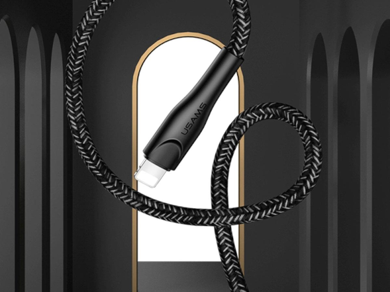 USAMS Kabel pleciony U41 lightning 3m 2A czarny