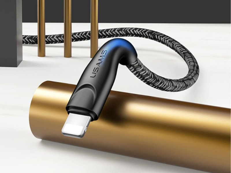 USAMS Kabel pleciony U41 lightning 3m 2A czarny