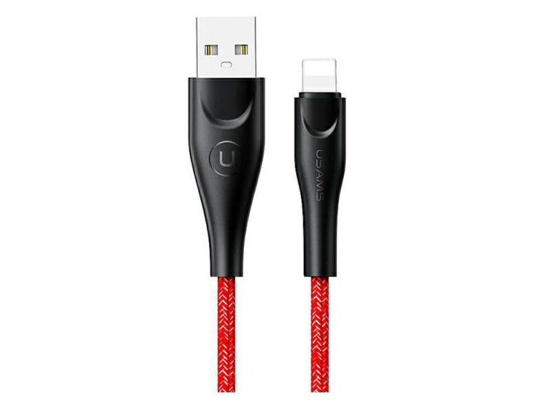 USAMS Kabel pleciony U41 lightning 3m 2A czerwony