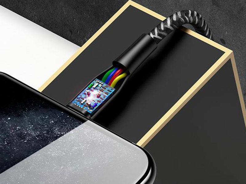 USAMS Kabel pleciony U41 lightning 3m 2A czerwony