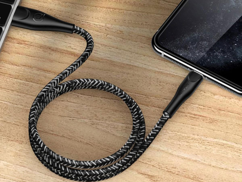 USAMS Kabel pleciony lightning 1m 2A czarny