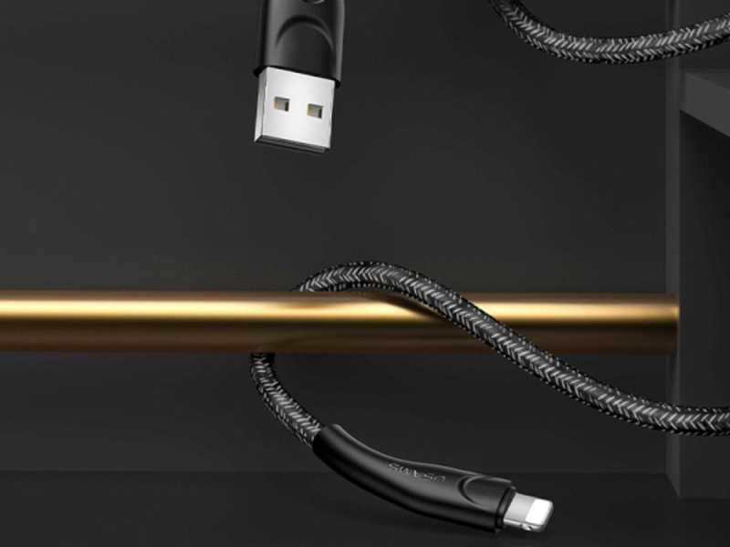 USAMS Kabel pleciony lightning 1m 2A czarny