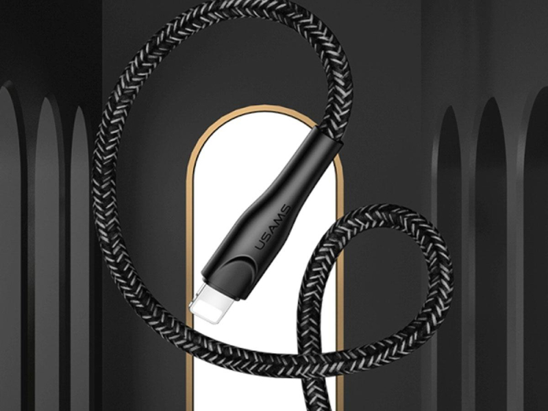 USAMS Kabel pleciony lightning 1m 2A czarny