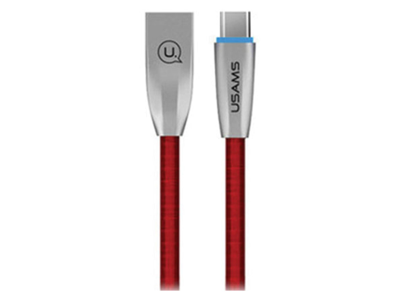 USAMS Kabel pleciony U-Light USB-C czerwony