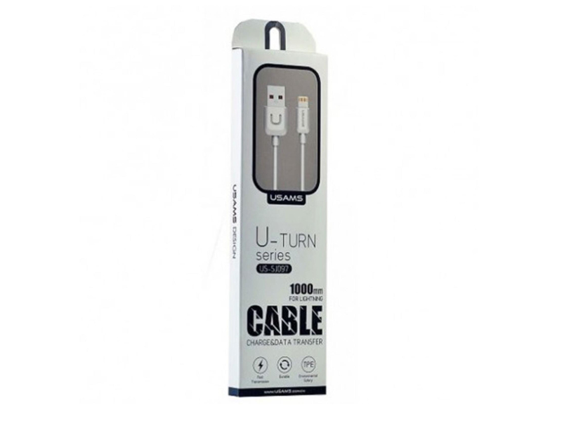 USAMS Kabel U-Turn lightning 1mbiały 2A