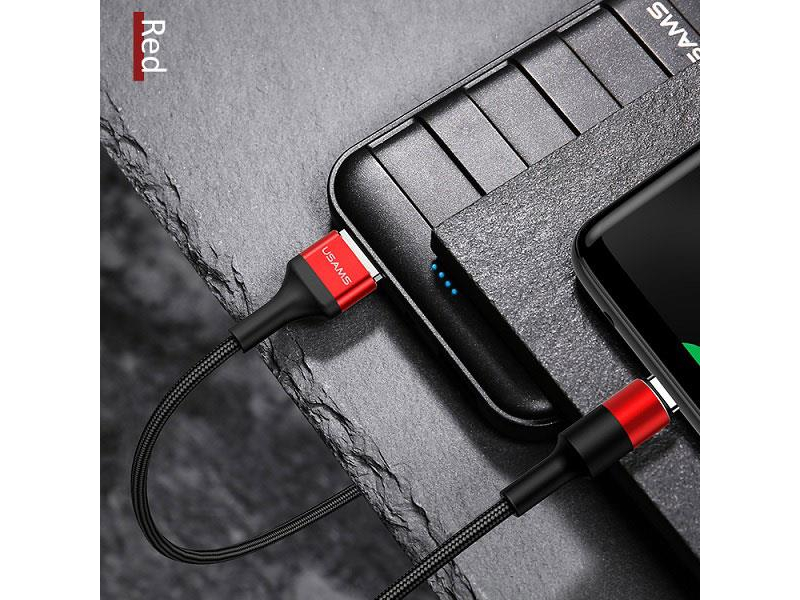 USAMS Kabel pleciony U5 2A USB-C czerwony