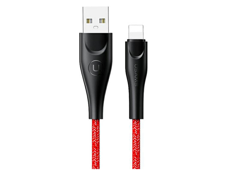 USAMS Kabel pleciony U41 lightning 1m 2A czerwony Fast Charge