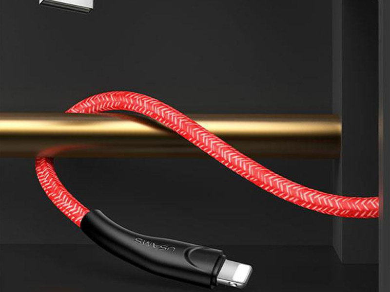 USAMS Kabel pleciony U41 lightning 1m 2A czerwony Fast Charge