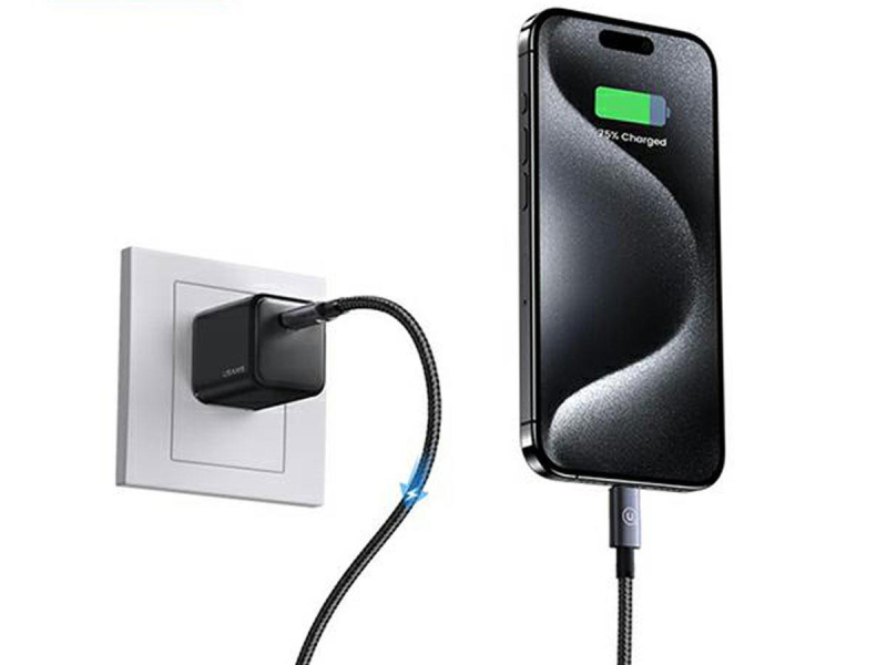 USAMS  Kabel USB-C na Lightning 30W 0,25m Fast Charging stalowy