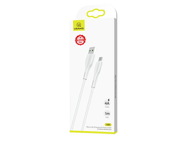USAMS Kabel U38 microUSB 4A Fast Charge for OPPO 1m biały