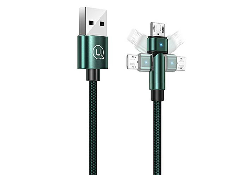 USAMS Kabel pleciony obrotowy U60 2A microUSB zielony