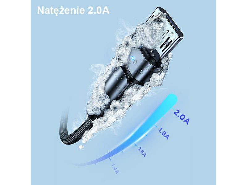 USAMS Kabel pleciony obrotowy U60 2A microUSB czarny