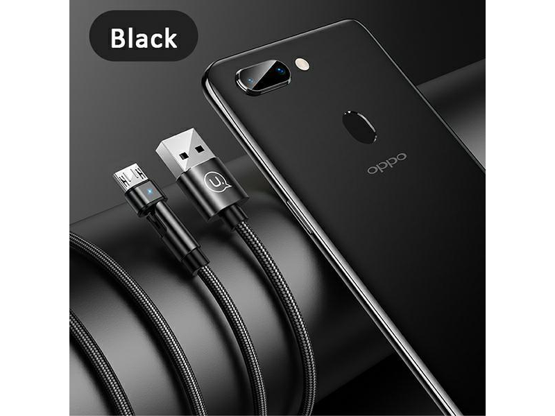USAMS Kabel pleciony obrotowy U60 2A microUSB czarny