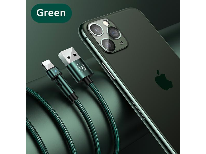USAMS Kabel pleciony obrotowy U60 2A Lightning zielony