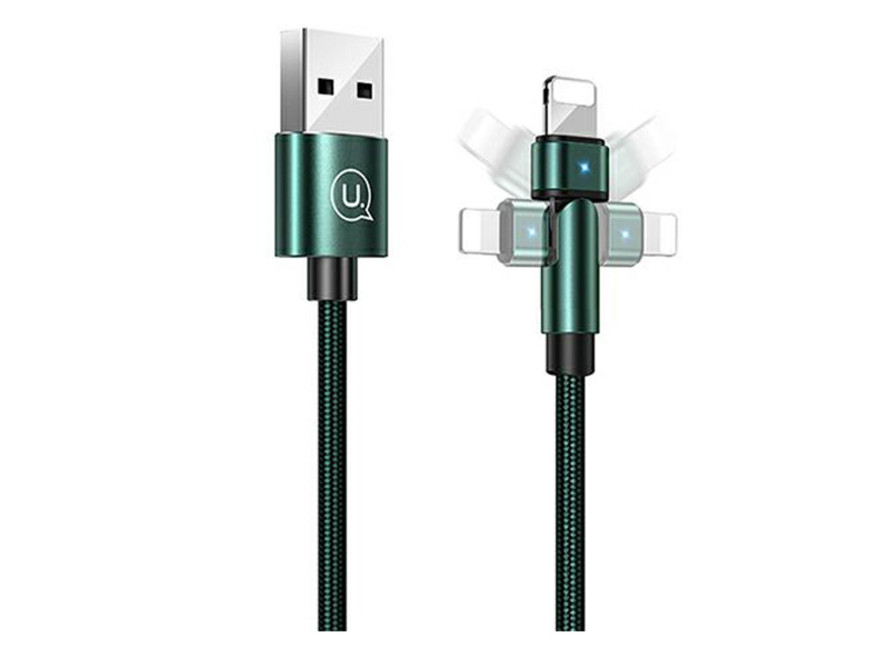 USAMS Kabel pleciony obrotowy U60 2A Lightning zielony