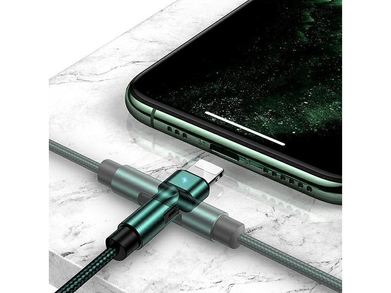 USAMS Kabel pleciony obrotowy U60 2A Lightning zielony