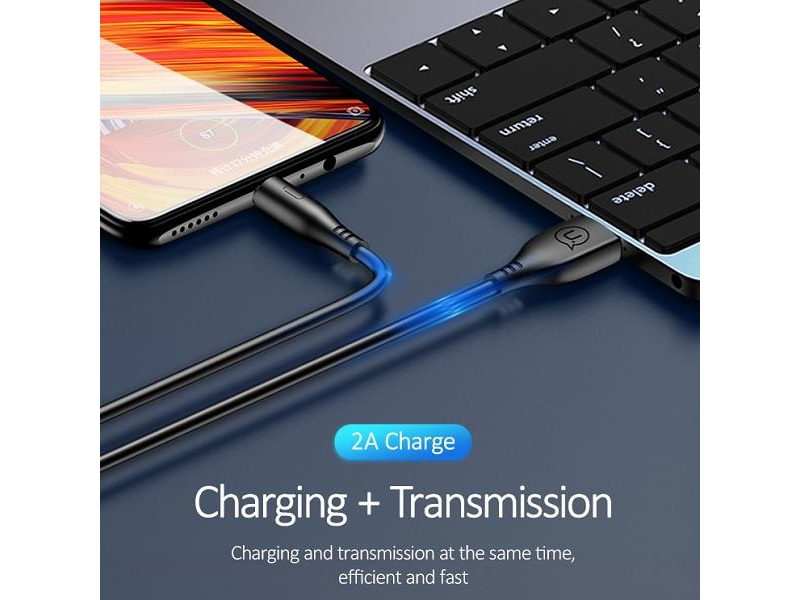 USAMS Kabel U18 microUSB 2A Fast Charge 1m czarny