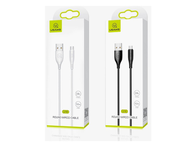 USAMS Kabel U18 microUSB 2A Fast Charge 1m biały SJ268USB02