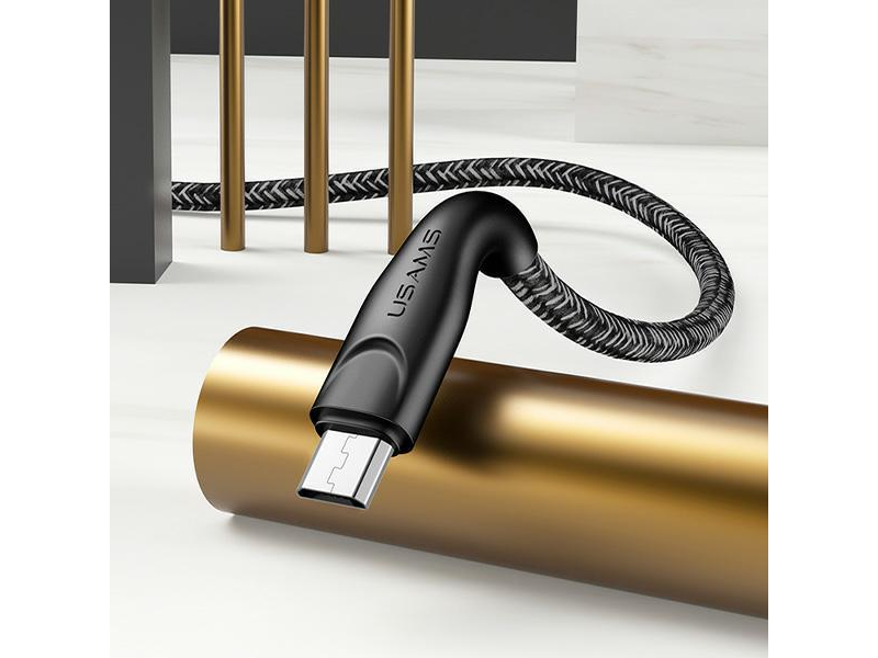 USAMS Kabel pleciony U41 microUSB 3m 2A czerwony