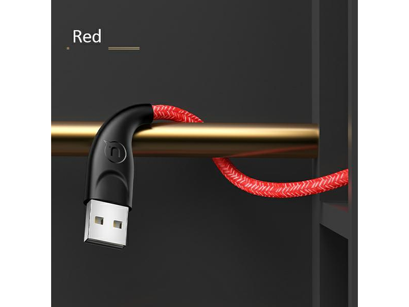 USAMS Kabel pleciony U41 microUSB 3m 2A czerwony