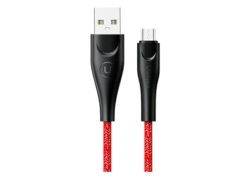 USAMS Kabel pleciony U41 microUSB 3m 2A czerwony
