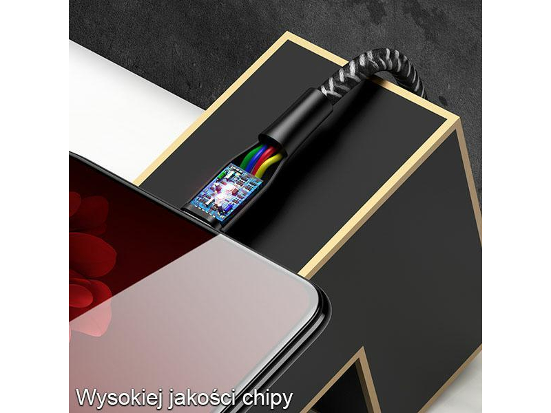 USAMS Kabel pleciony U41 microUSB 3m 2A czerwony