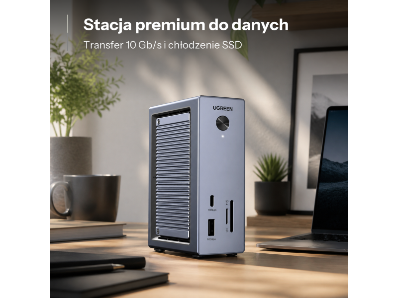 UGREEN Stacja dokująca CM923 USB-C/HDMI 3xUSB USB-C RJ45 SD/TF M.2