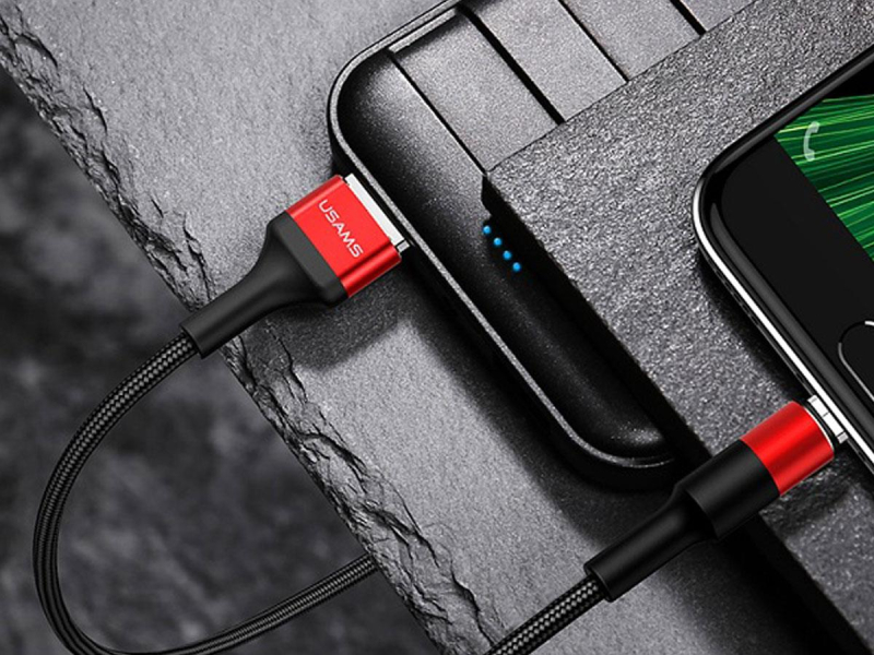 USAMS Kabel pleciony U5 2A micro USB czerwony