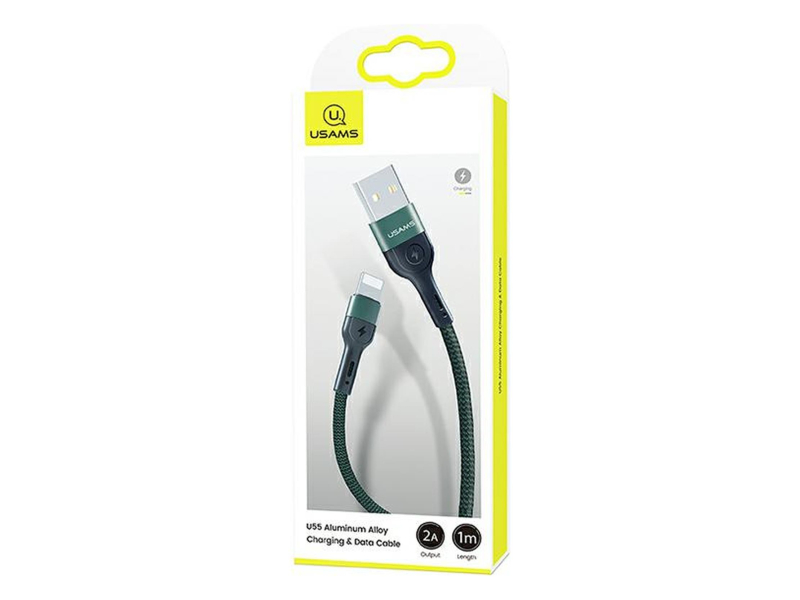 USAMS Kabel pleciony 2A lightning U55 zielony