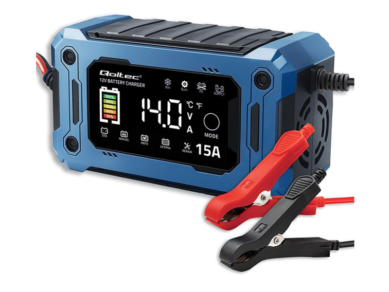 Qoltec Inteligentna mikroprocesorowa ładowarka 12V 15A (AGM, GEL, L)