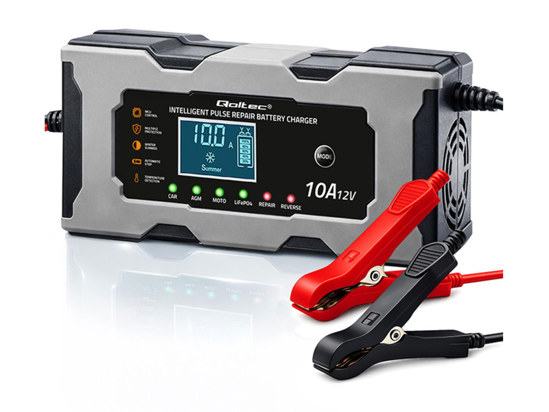Qoltec Inteligentna mikroprocesorowa ładowarka 12V 10A (AGM GEL Li)
