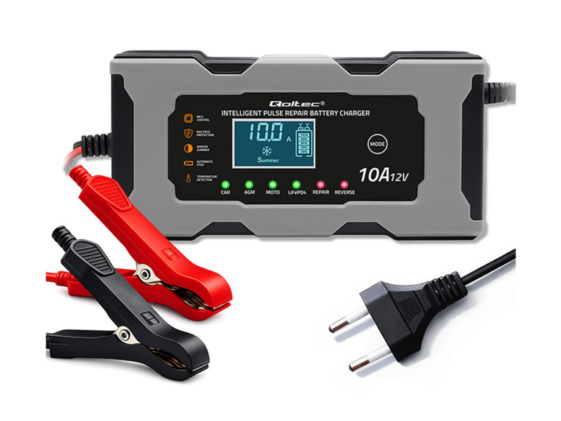 Qoltec Inteligentna mikroprocesorowa ładowarka 12V 10A (AGM GEL Li)