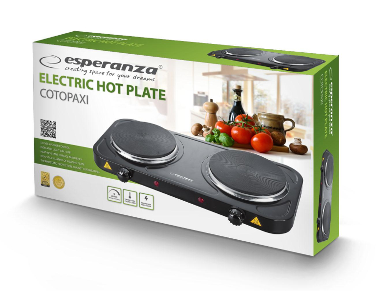 Esperanza KUCHENKA ELEKTRYCZNA COTOPAXI CZARNA