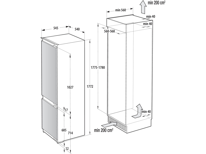 Gorenje NRKI517E62WF No Frost 177,2cm 35dB Zawiasy Nożycowe 252L