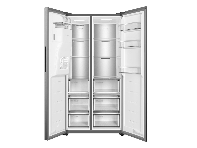 TCL RC591SXE0 No Frost 185cm Srebrna Podajnik Kostkarka 591L