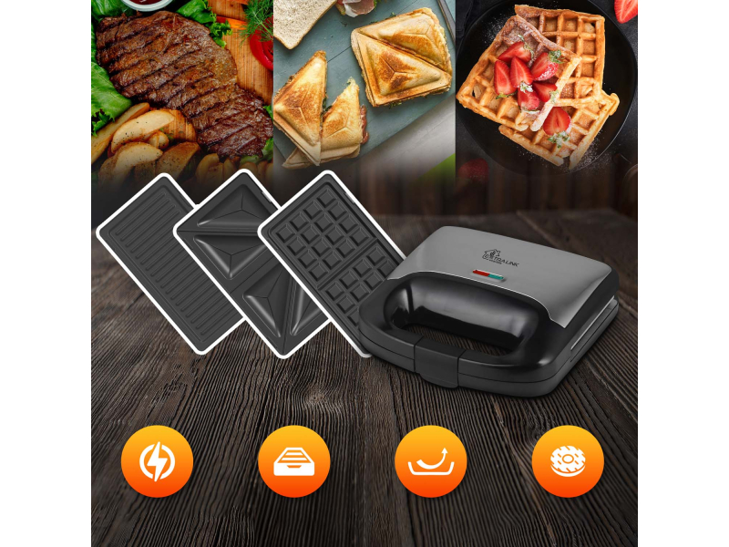 ExtraLink Opiekacz do kanapek, grill, gofrownica 3 w 1 Home SJ-37A