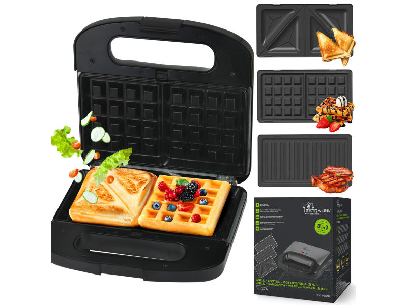 ExtraLink Opiekacz do kanapek, grill, gofrownica 3 w 1 Home SJ-37A