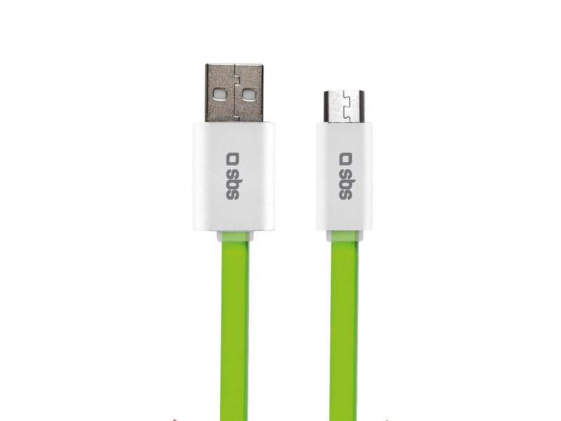 SBS microUSB - USB 1,5m plaski zielony