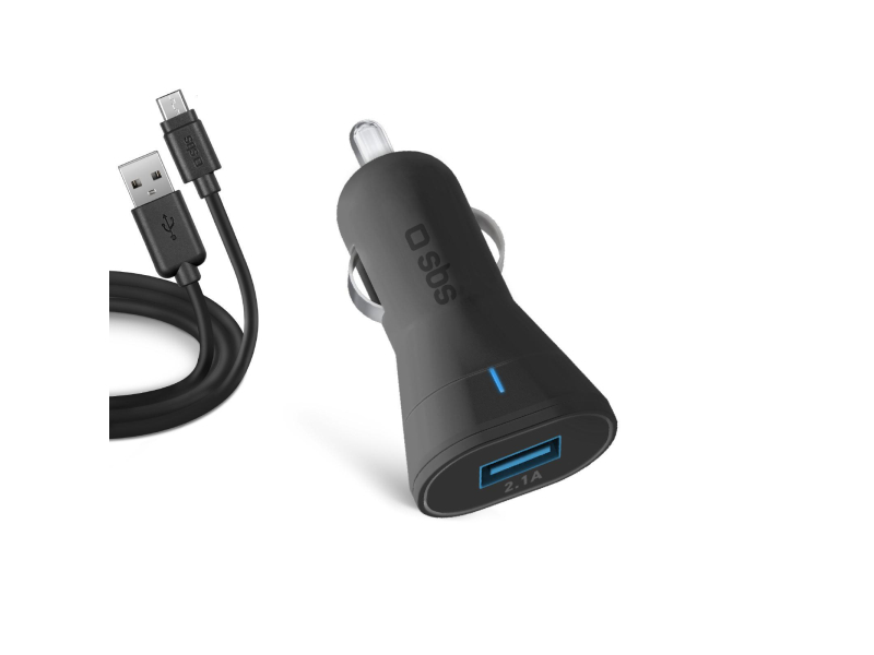 SBS Ładowarka Samochodowa SBS 2.1A 1xUSB FC + kabel microUSB 1M
