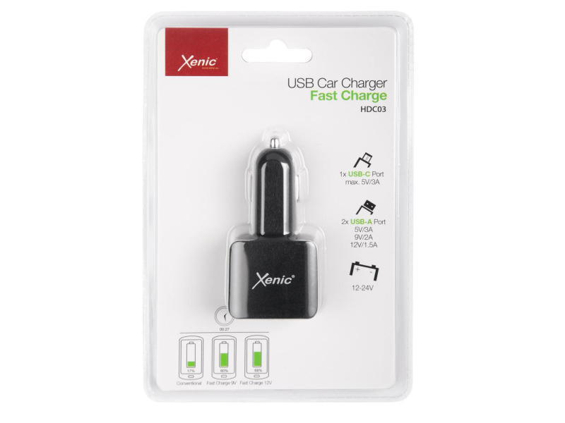 XENIC FC 2xUSB 1xUSB-C 6A czarna