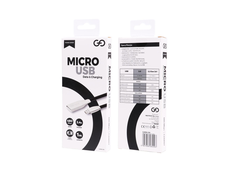 VIGGO DESIGN USB-microUSB 1m Czarny