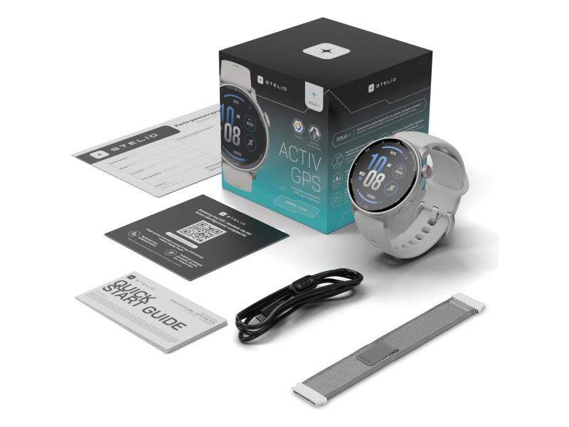 Stelio Activ AI 46mm GPS Srebrny