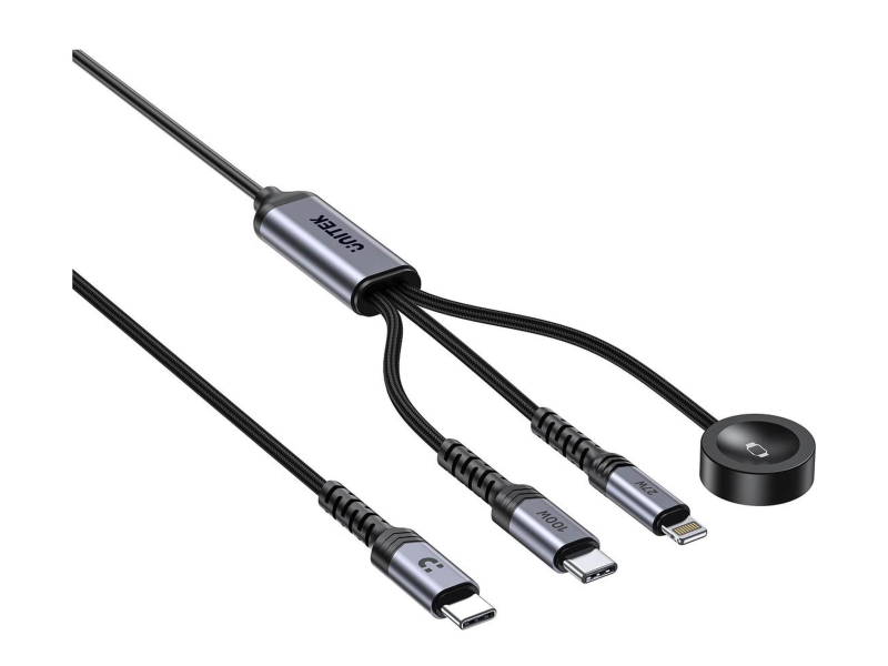 Unitek Kabel 3w1 USB-C Lightning Apple Watch PD 100W 480Mbps 1,2m