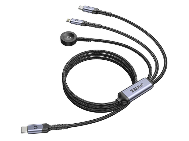 Unitek Kabel 3w1 USB-C Lightning Apple Watch PD 100W 480Mbps 1,2m